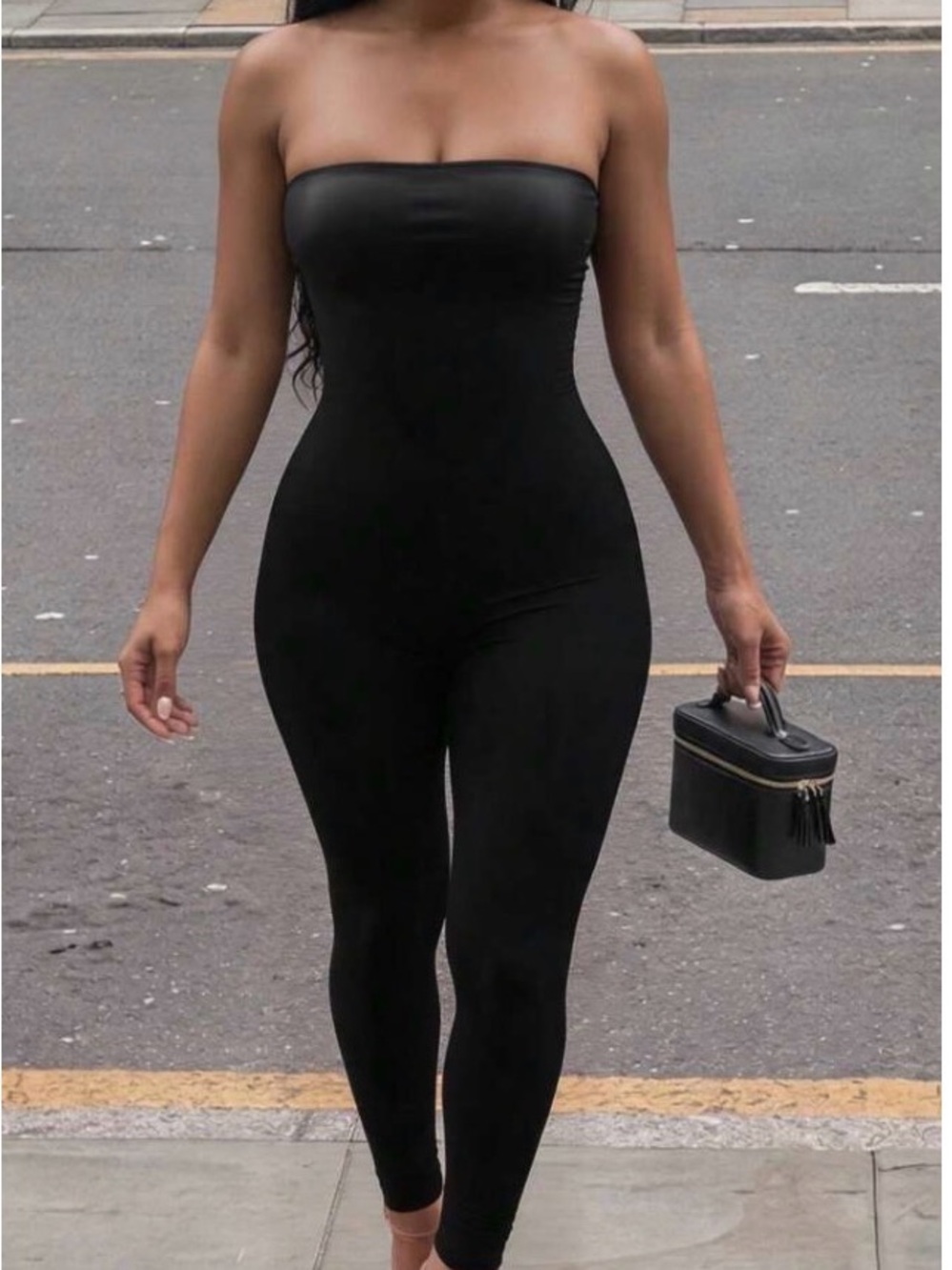 SHEIN Black Strapless Jumpsuit